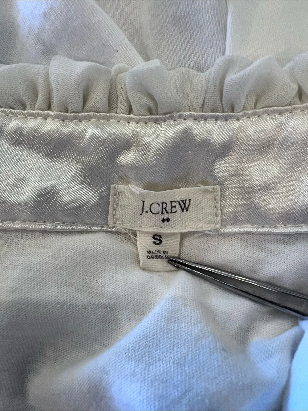 J. Crew Ruffle V-Neck Buttons Pin-tuck Long Sleeve Cotton Henley Small